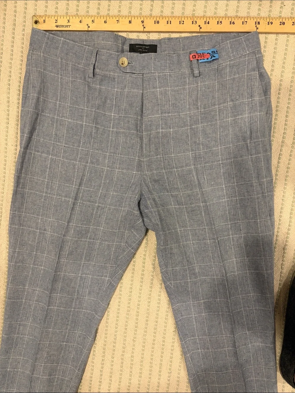 Banana Republic Linen Blend Grey/Blue/White Window Pane Suit